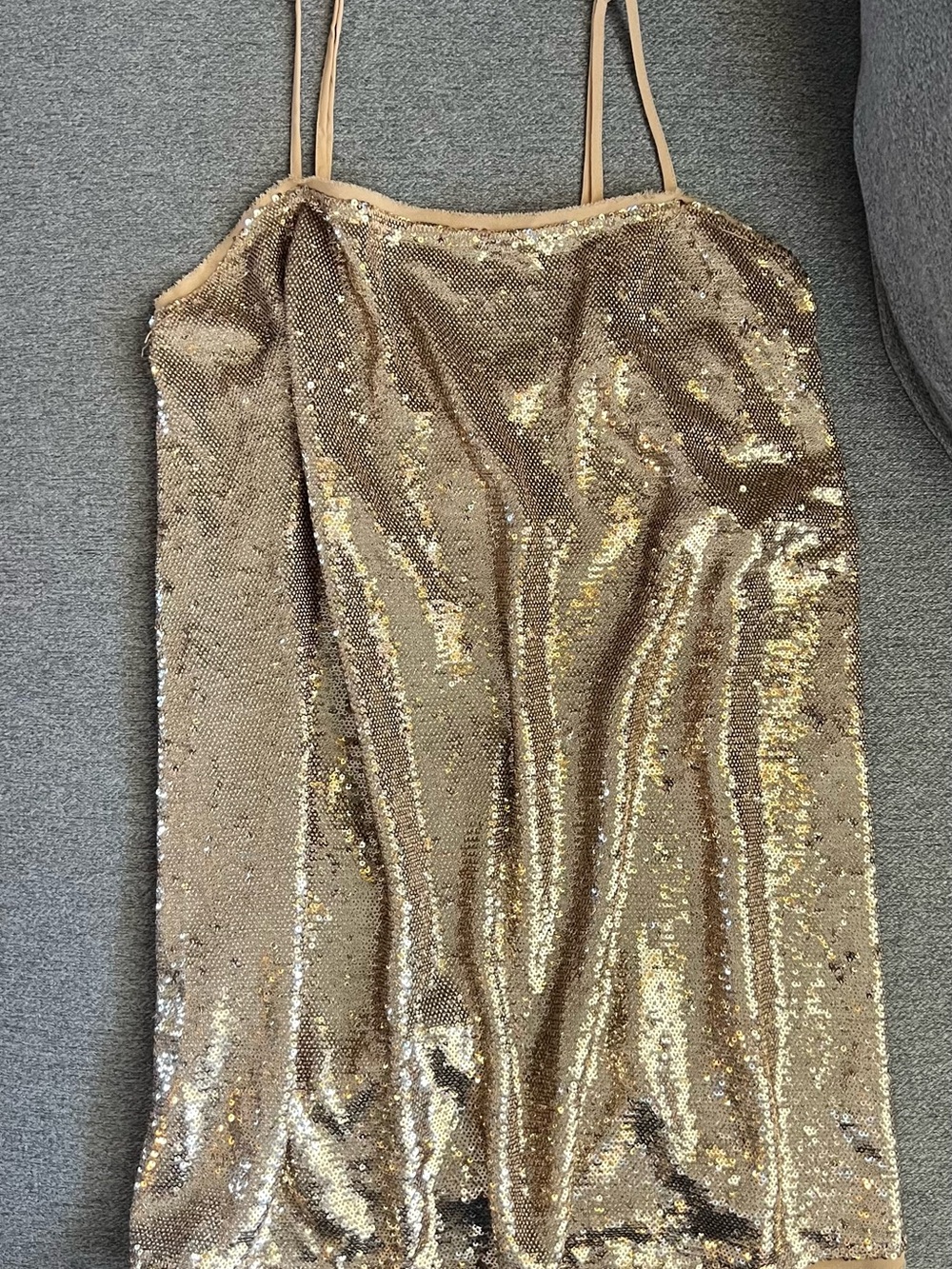Rare Archival Free People Time To Shine Sequin Mini Slip Dress Gold SP